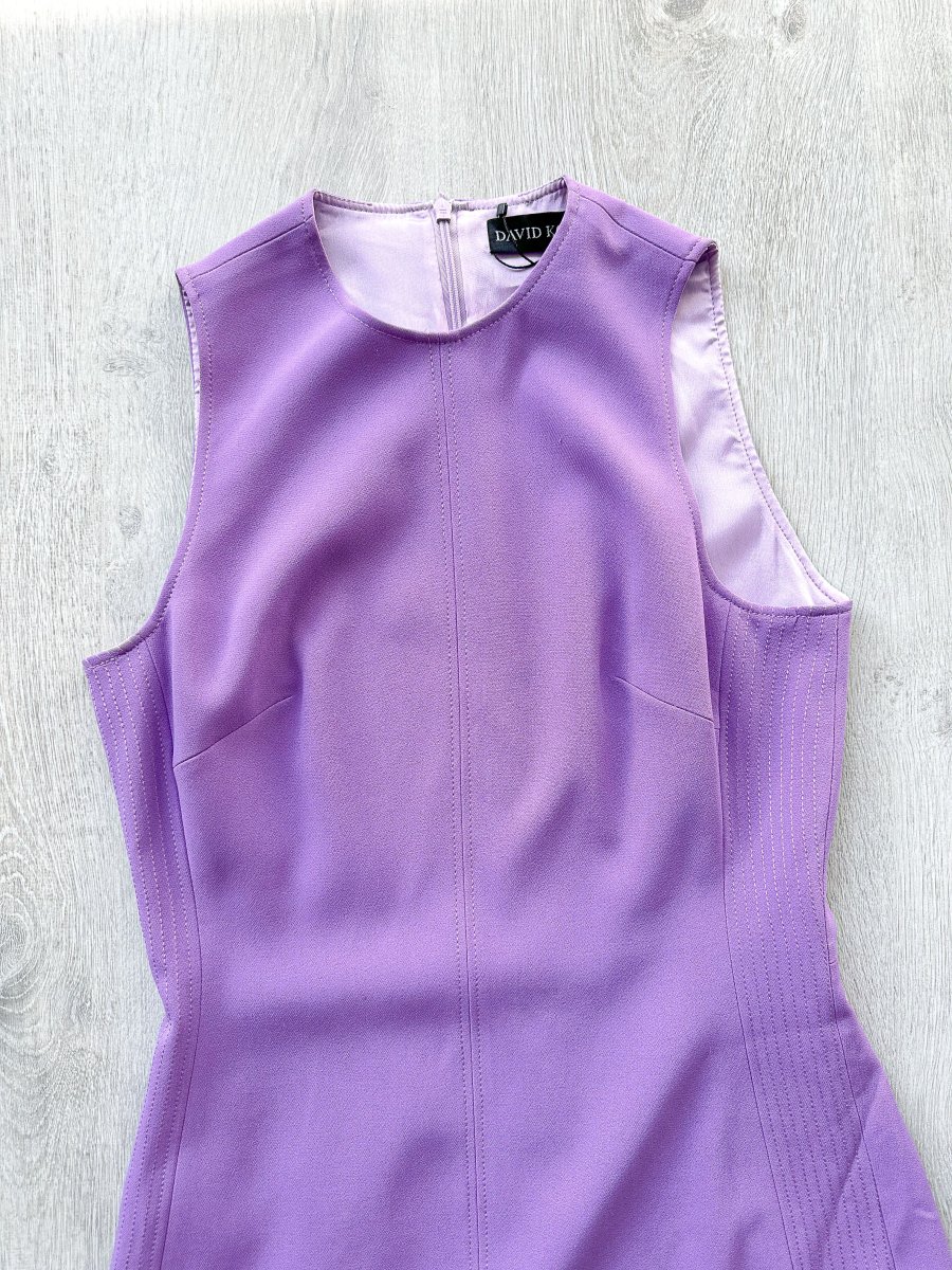 DAVID KOMA Purple Sleeveless Pleat Hem Dress - Imagen 4