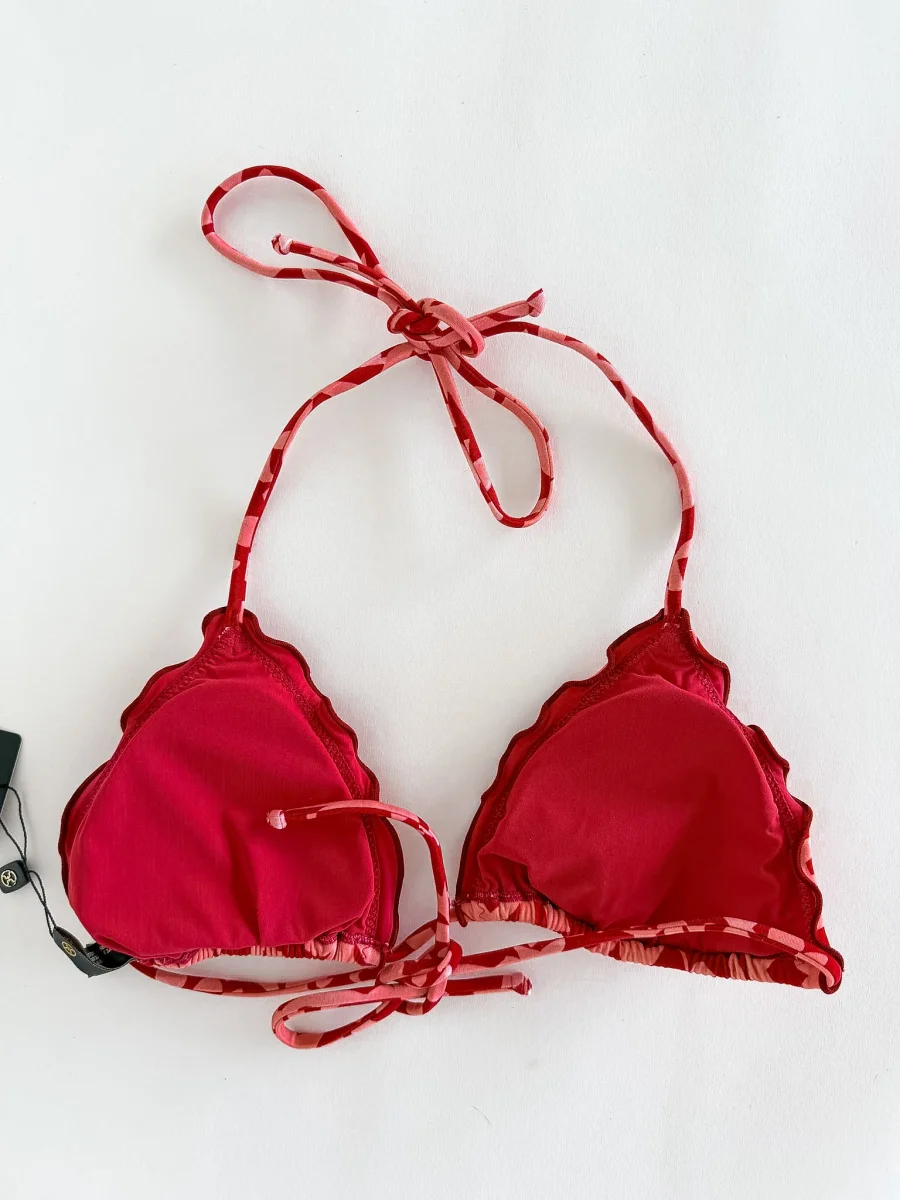 Vix Paula Hermanny Pink Floral Frill Bikini Top - Imagen 7