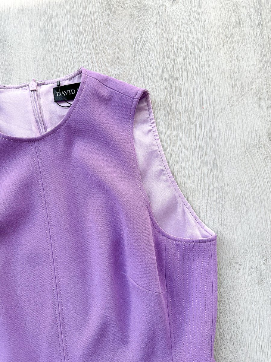 DAVID KOMA Purple Sleeveless Pleat Hem Dress - Imagen 5