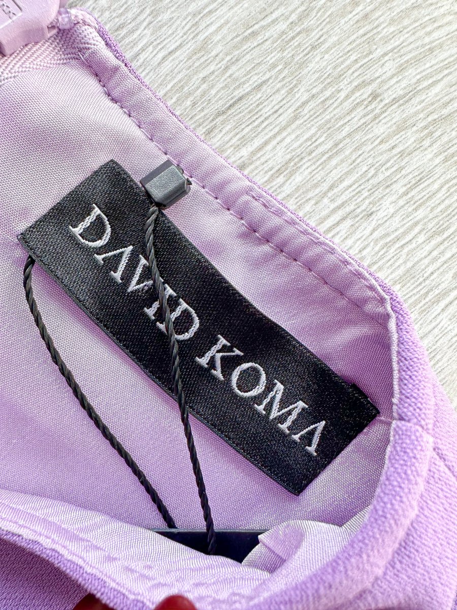 DAVID KOMA Purple Sleeveless Pleat Hem Dress - Imagen 6