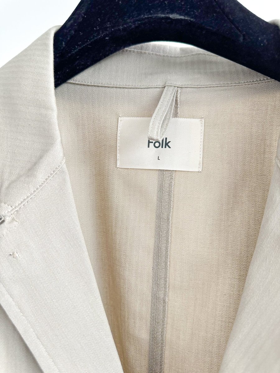 Folk Mens Beige Herringbone Workwear Blazer Jacket - Imagen 5