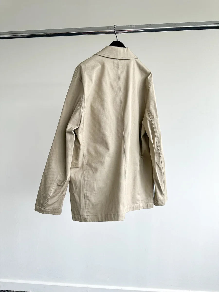 Folk Mens Beige Herringbone Workwear Blazer Jacket - Imagen 4