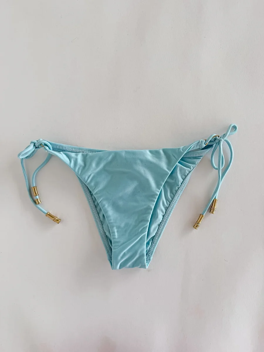 Vix Paula Hermanny Sky Blue Bikini Bottom Gold Hardware Tie Sides - Imagen 2