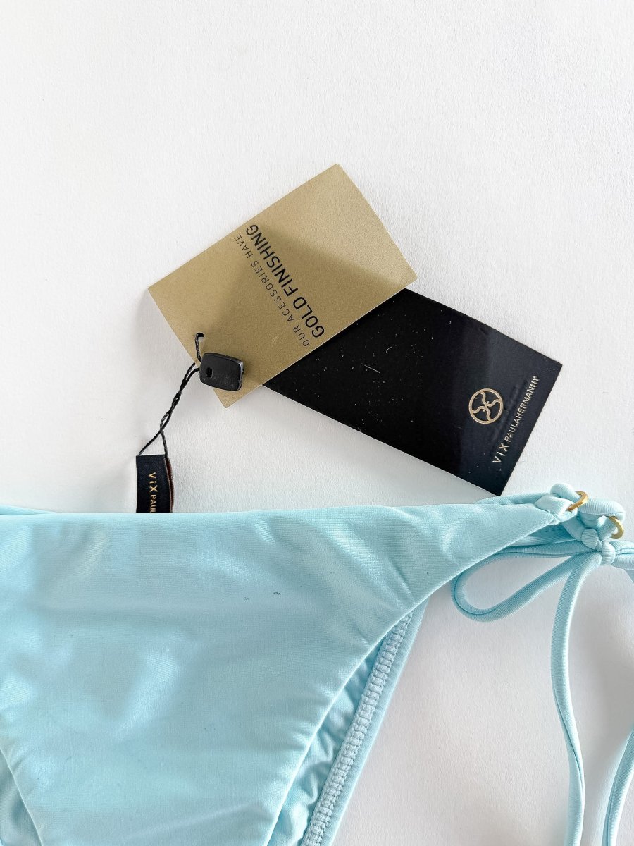 Vix Paula Hermanny Sky Blue Bikini Bottom Gold Hardware Tie Sides - Imagen 8