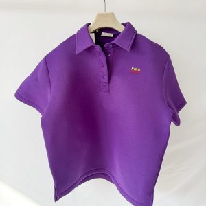 Nina Ricci Purple Embroidered Boxy Polo Shirt