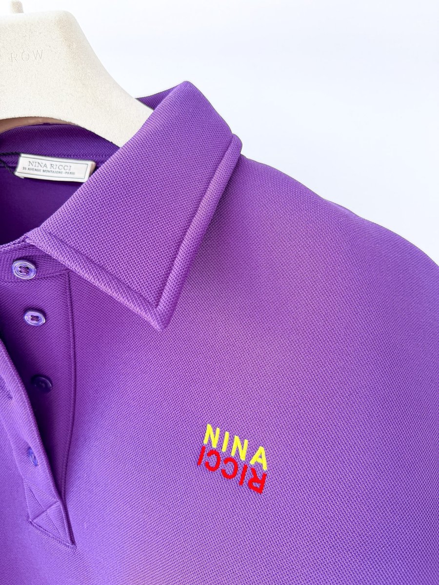 Nina Ricci Purple Embroidered Boxy Polo Shirt - Imagen 4