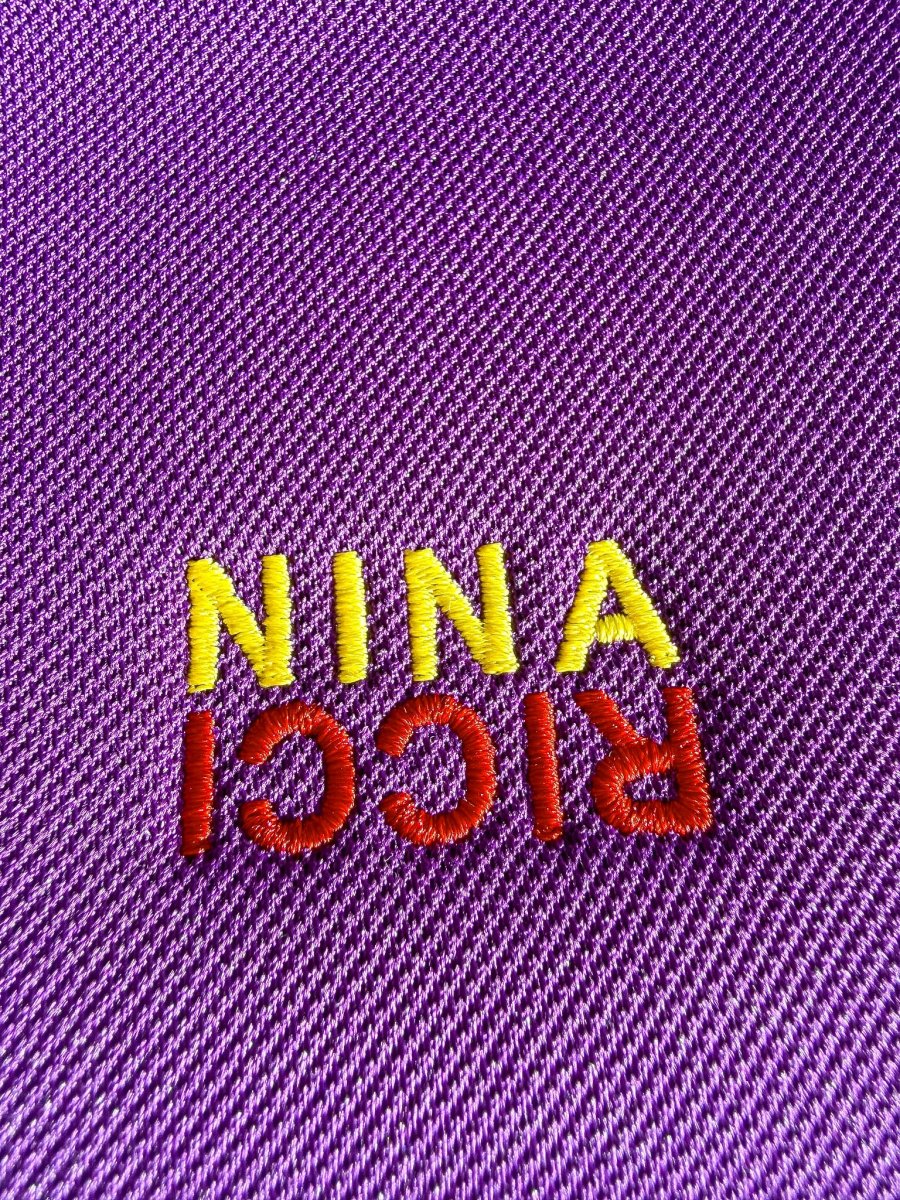 Nina Ricci Purple Embroidered Boxy Polo Shirt - Imagen 5