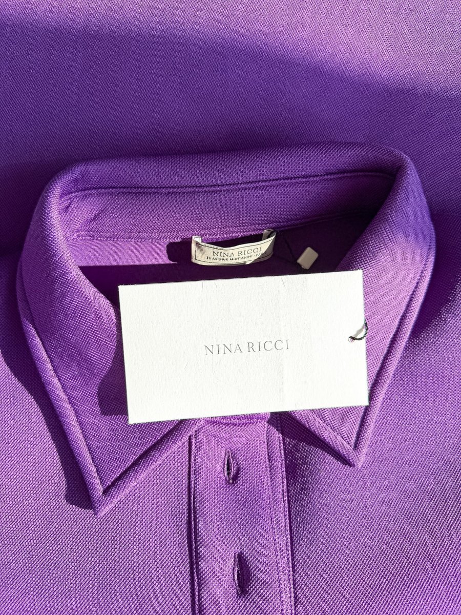 Nina Ricci Purple Embroidered Boxy Polo Shirt - Imagen 6