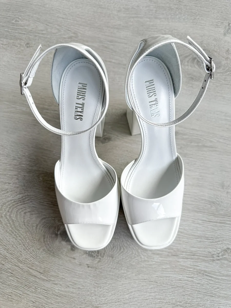PARIS TEXAS White Tatiana Patent Leather Platform 130mm High Heels - Imagen 8