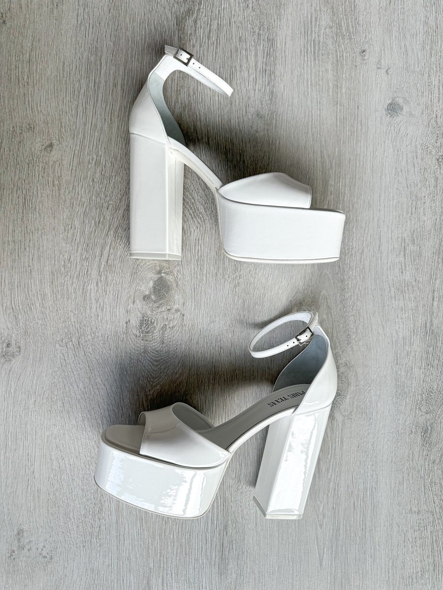 PARIS TEXAS White Tatiana Patent Leather Platform 130mm High Heels - Imagen 7