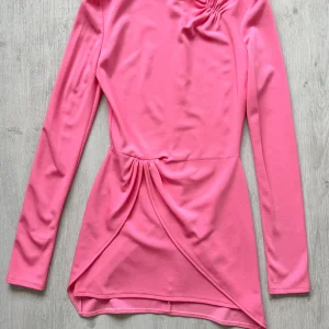 DAVID KOMA Pink Long Sleeve Wrap Detail Ruched Mini Dress