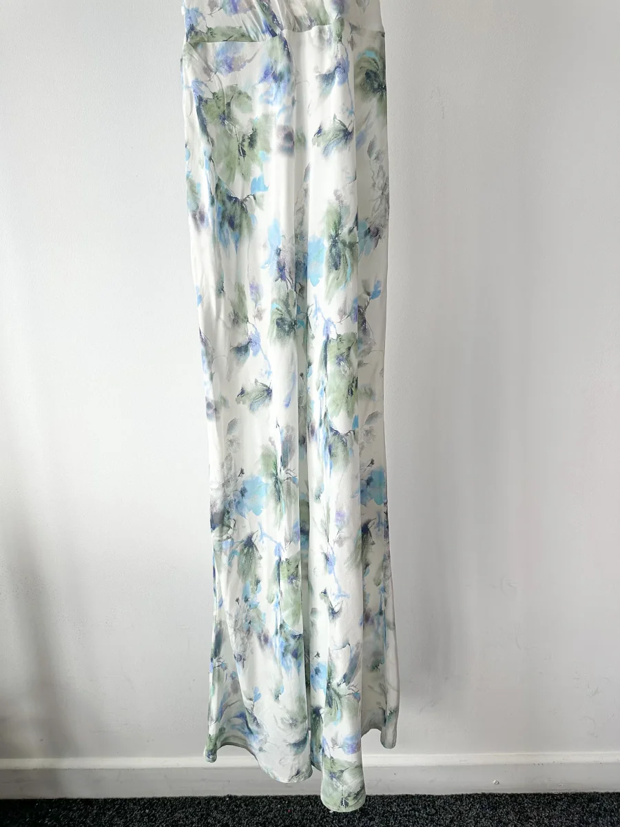 Bec + Bridge Corrine Floral Slip Watercolour Satin V Neck Maxi Dress
