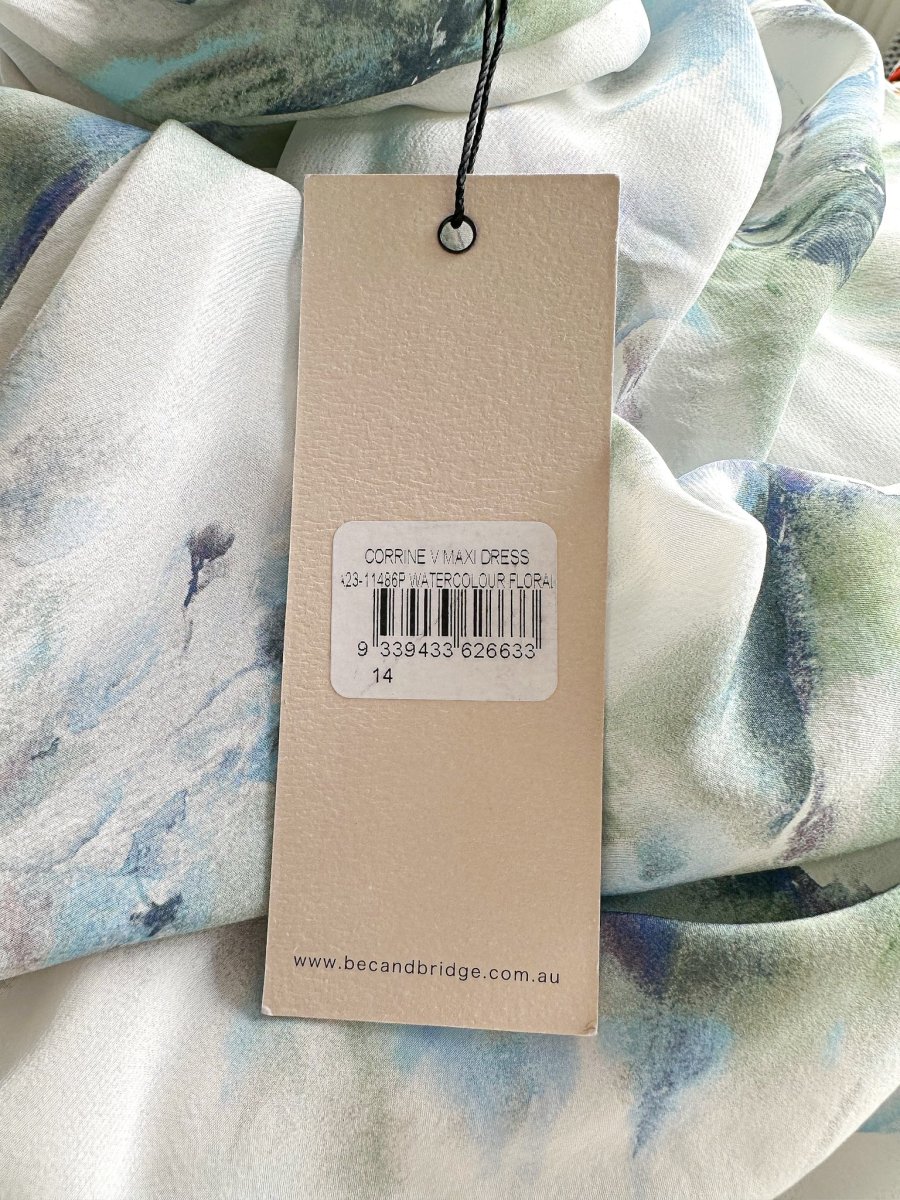 Bec + Bridge Corrine Floral Slip Watercolour Satin V Neck Maxi Dress - Imagen 8