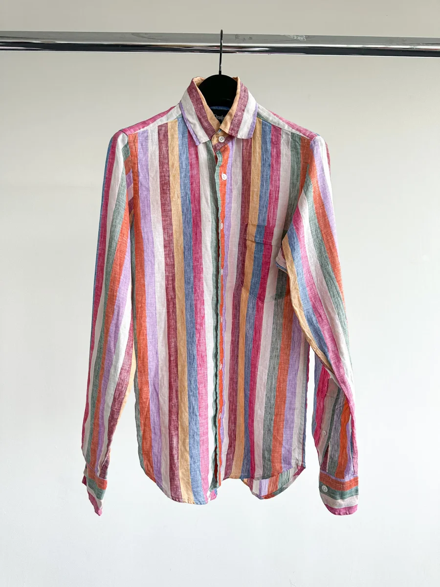 Drake's Linen Pastel Striped Shirt - Imagen 4