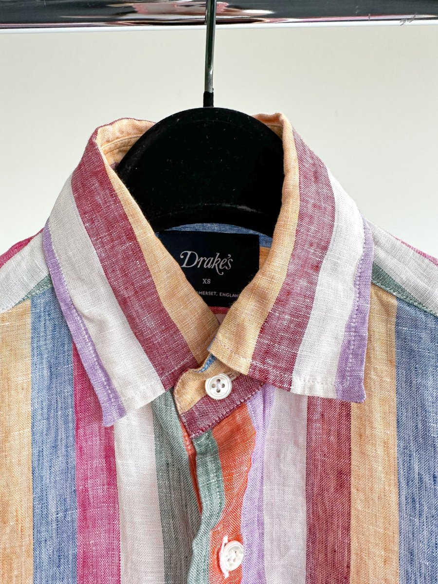 Drake's Linen Pastel Striped Shirt - Imagen 5