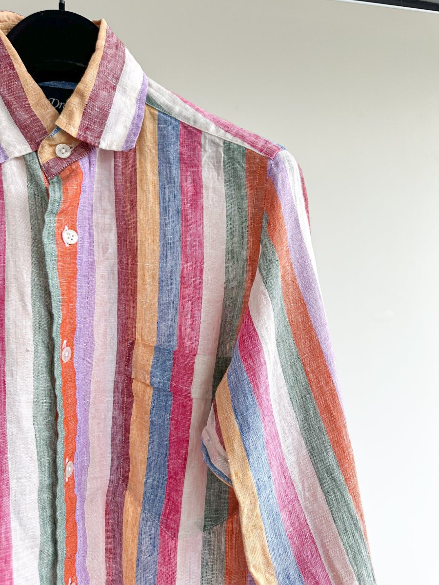 Drake's Linen Pastel Striped Shirt - Imagen 6