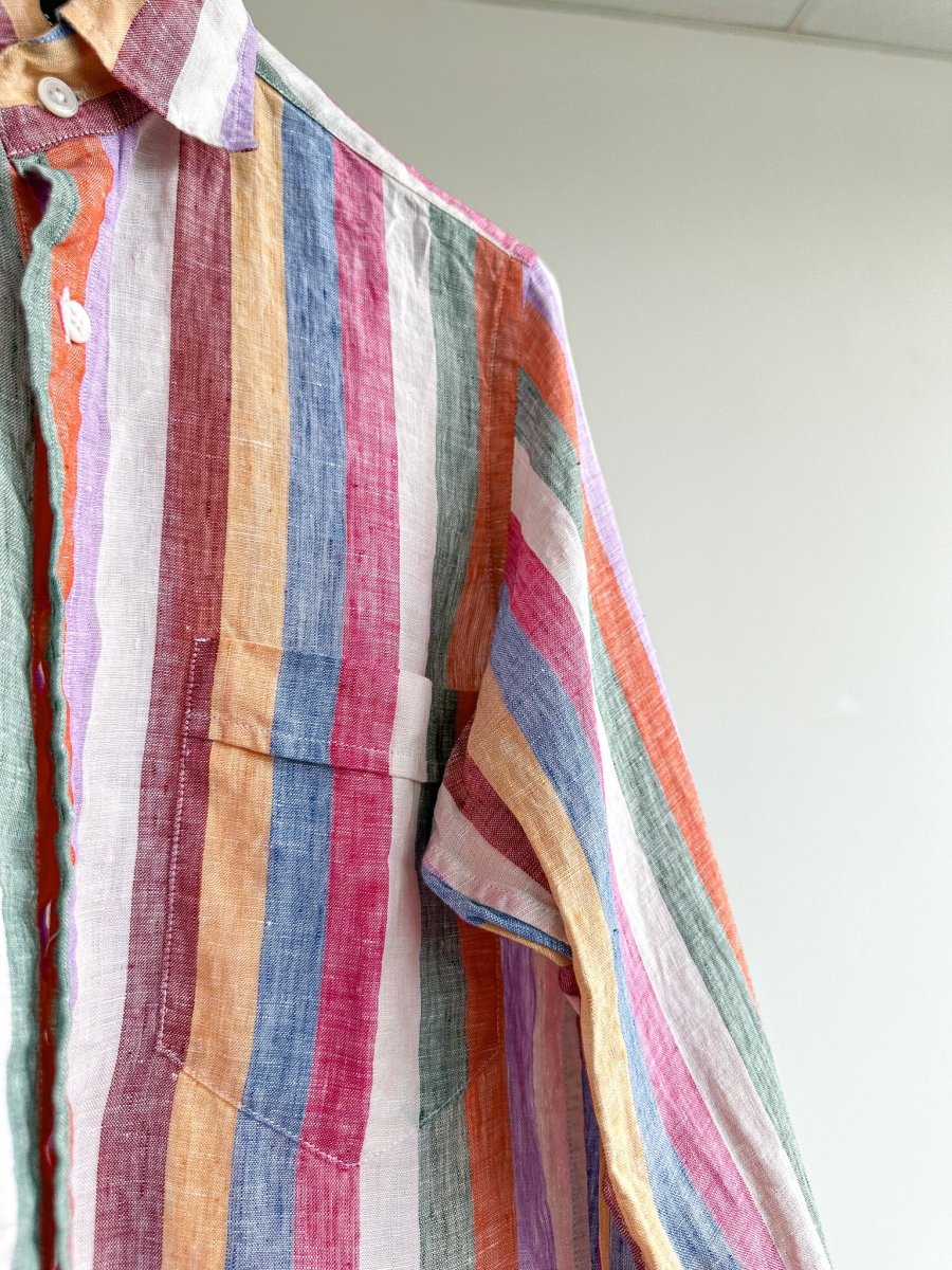 Drake's Linen Pastel Striped Shirt - Imagen 9