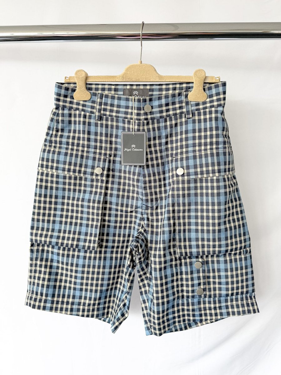 Nigel Cabourn Blue Check P-4 Shorts - Imagen 9