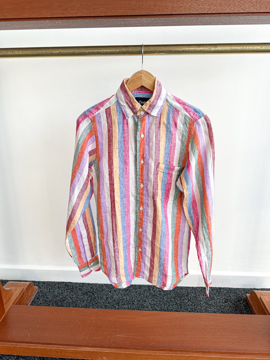 Drake's Linen Pastel Striped Shirt - Imagen 2