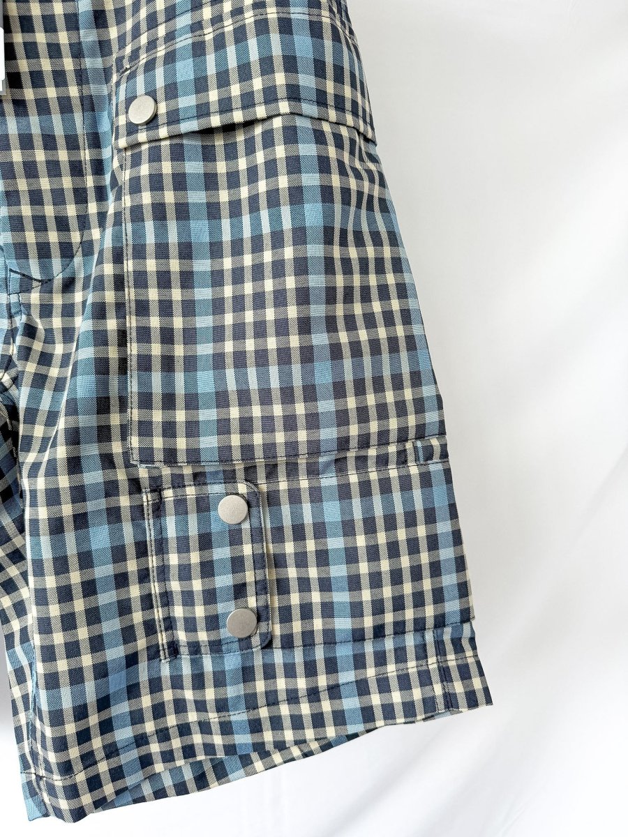 Nigel Cabourn Blue Check P-4 Shorts - Imagen 7