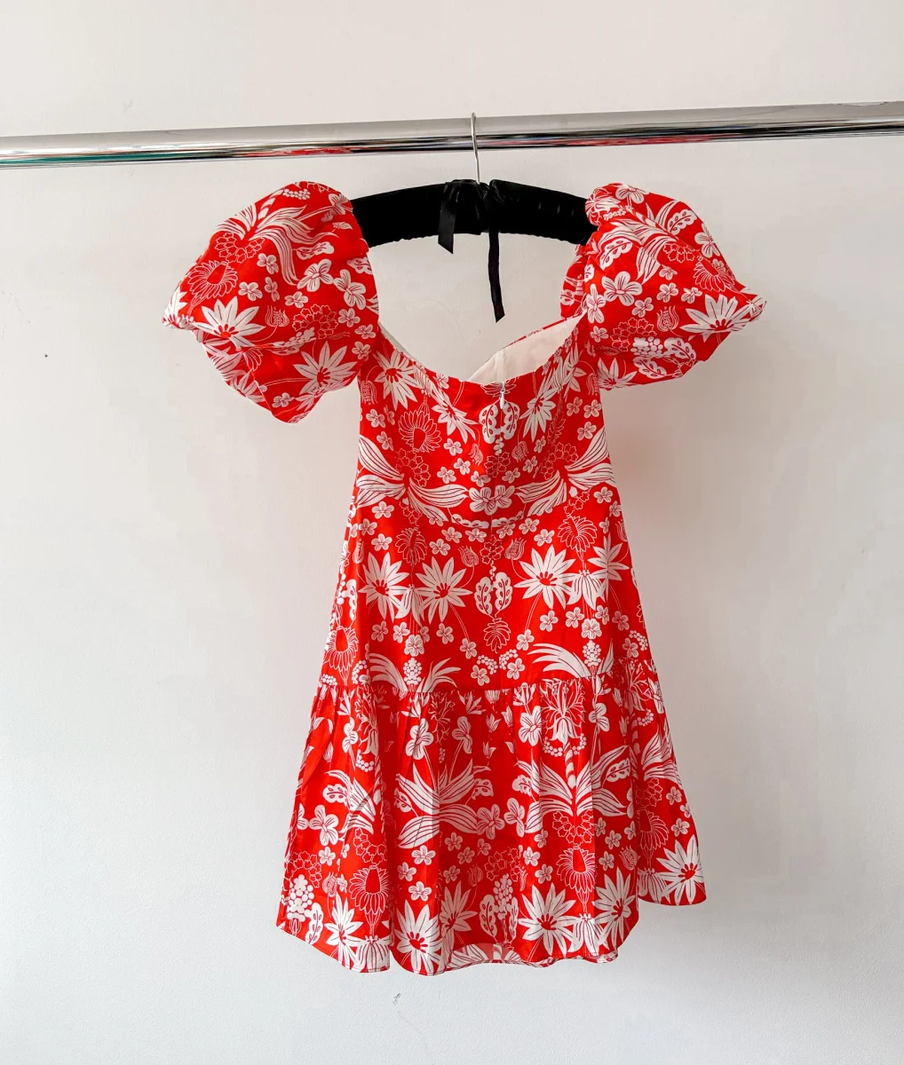 Borgo De Nor Ziggy Red Floral Off Shoulder Hemera Mini Dress - Imagen 5