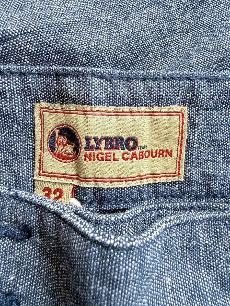 Nigel Cabourn P-54 Pleated Chino Cotton Linen Navy Shorts - Imagen 6