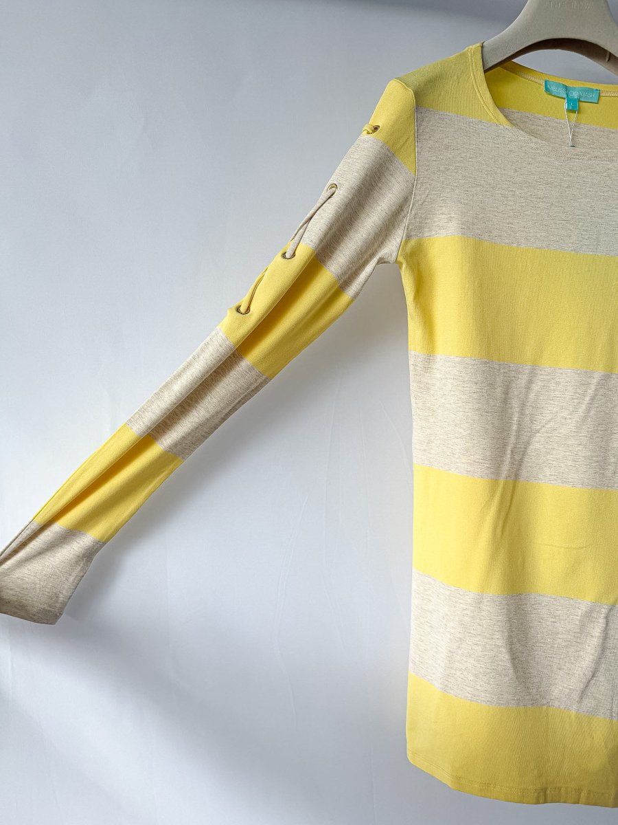 Melissa Odabash Tamara Yellow Striped Long Sleeve Dress - Imagen 6