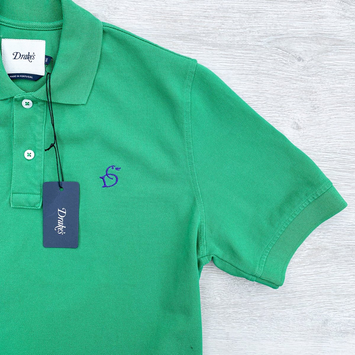 Drake's Green Polo Shirt With Duck Logo Embroidered Cotton Piqué - Imagen 3