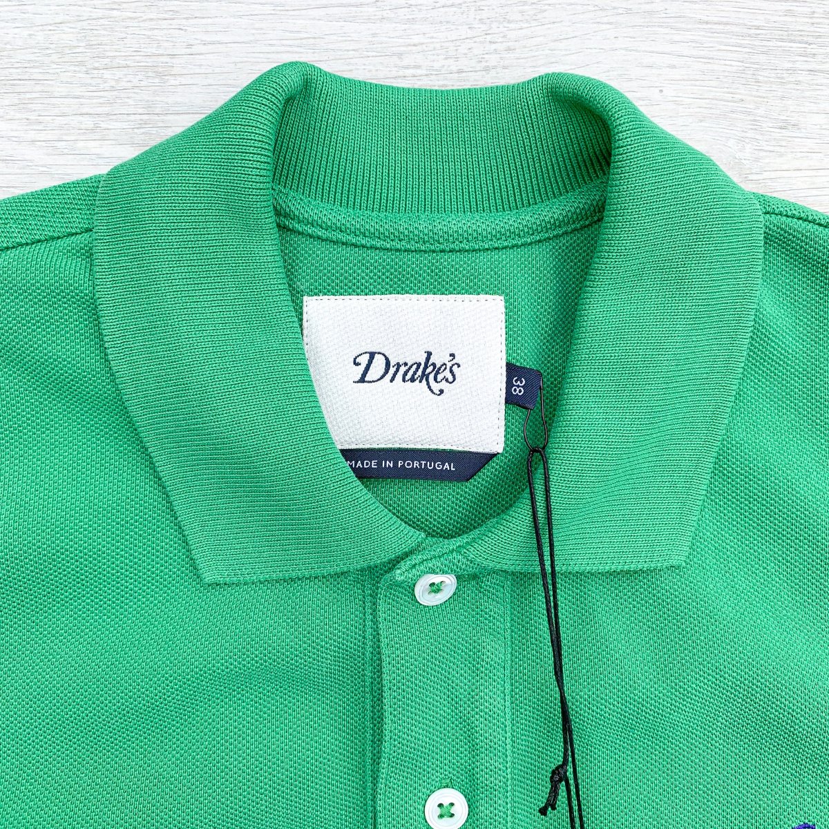 Drake's Green Polo Shirt With Duck Logo Embroidered Cotton Piqué - Imagen 4