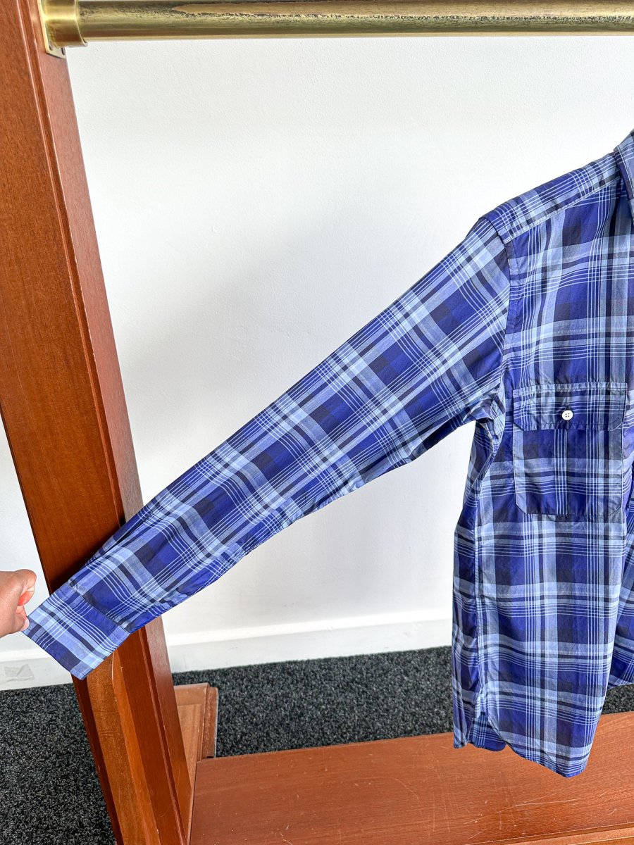 Drake's Navy Blue Checked Cotton Shirt - Imagen 6
