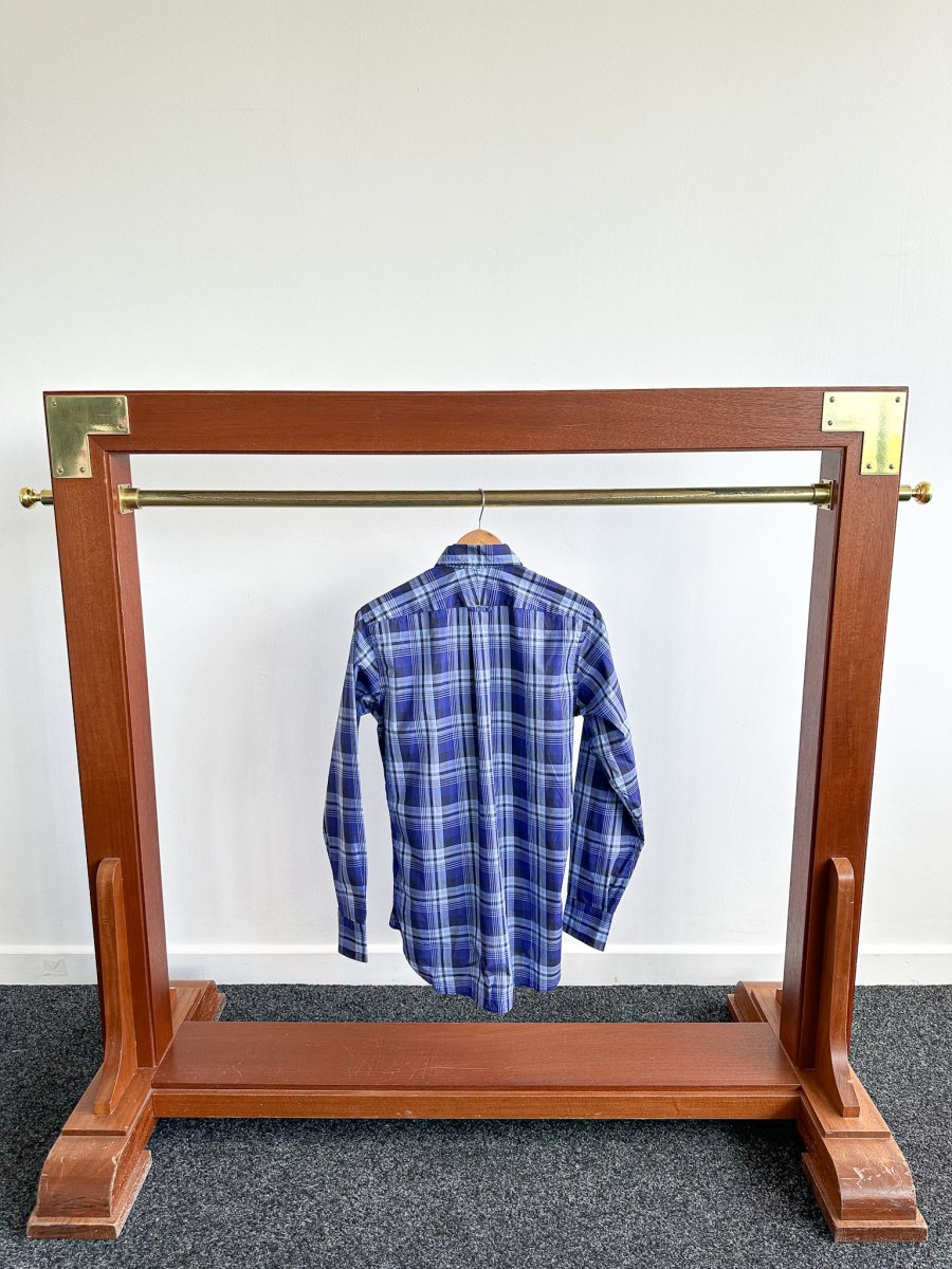 Drake's Navy Blue Checked Cotton Shirt - Imagen 8