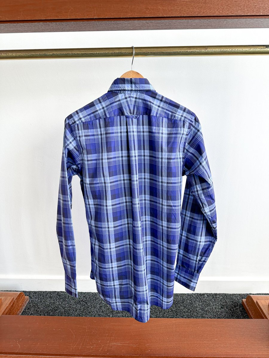 Drake's Navy Blue Checked Cotton Shirt - Imagen 3