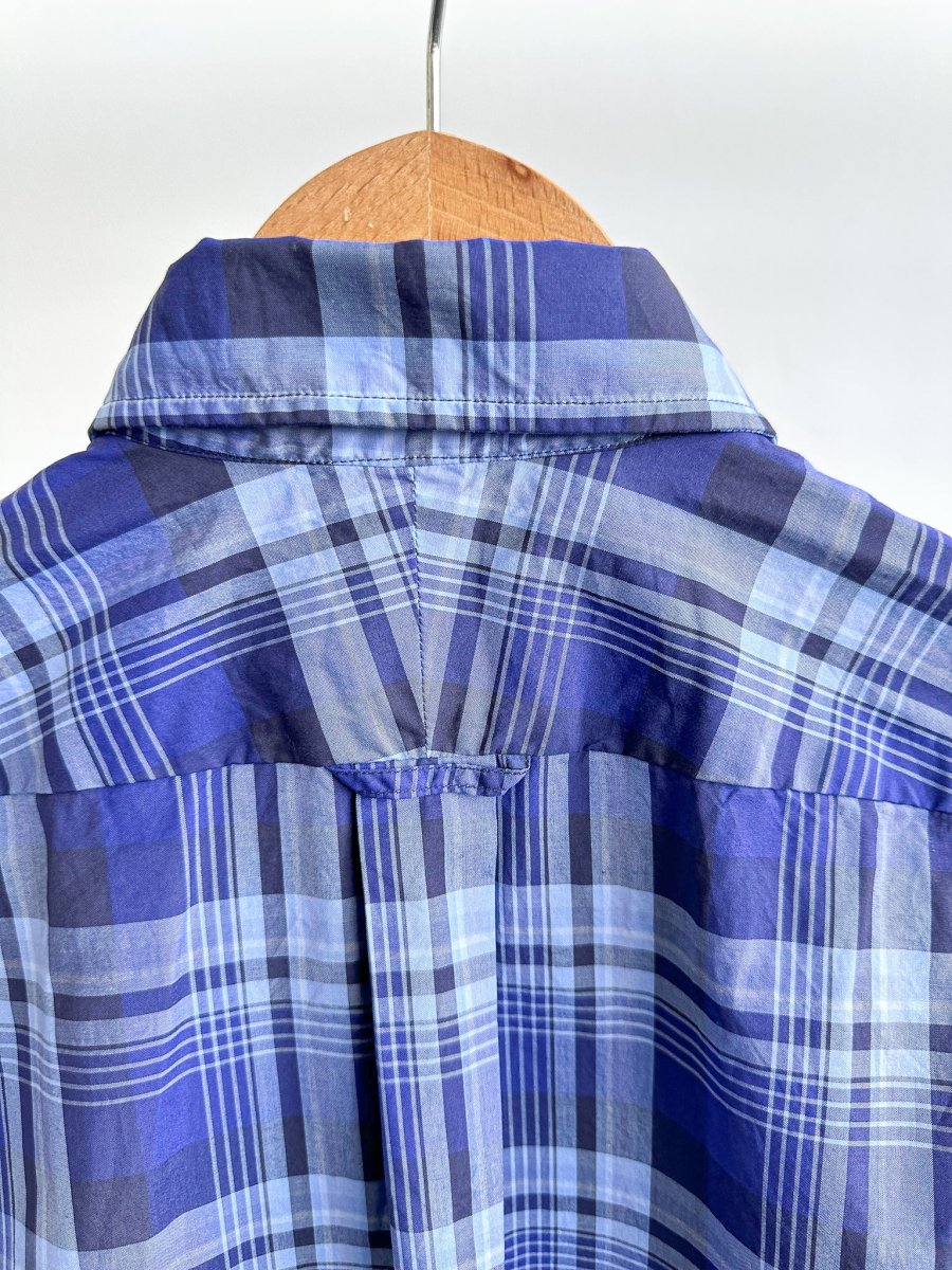 Drake's Navy Blue Checked Cotton Shirt - Imagen 9