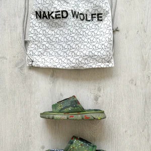 NAKED WOLFE Vegas Logo Embossed Mesh Army Camo Sandals Slide