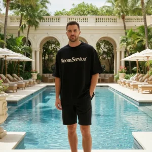 Late Checkout Black Room Service Tee Shirt