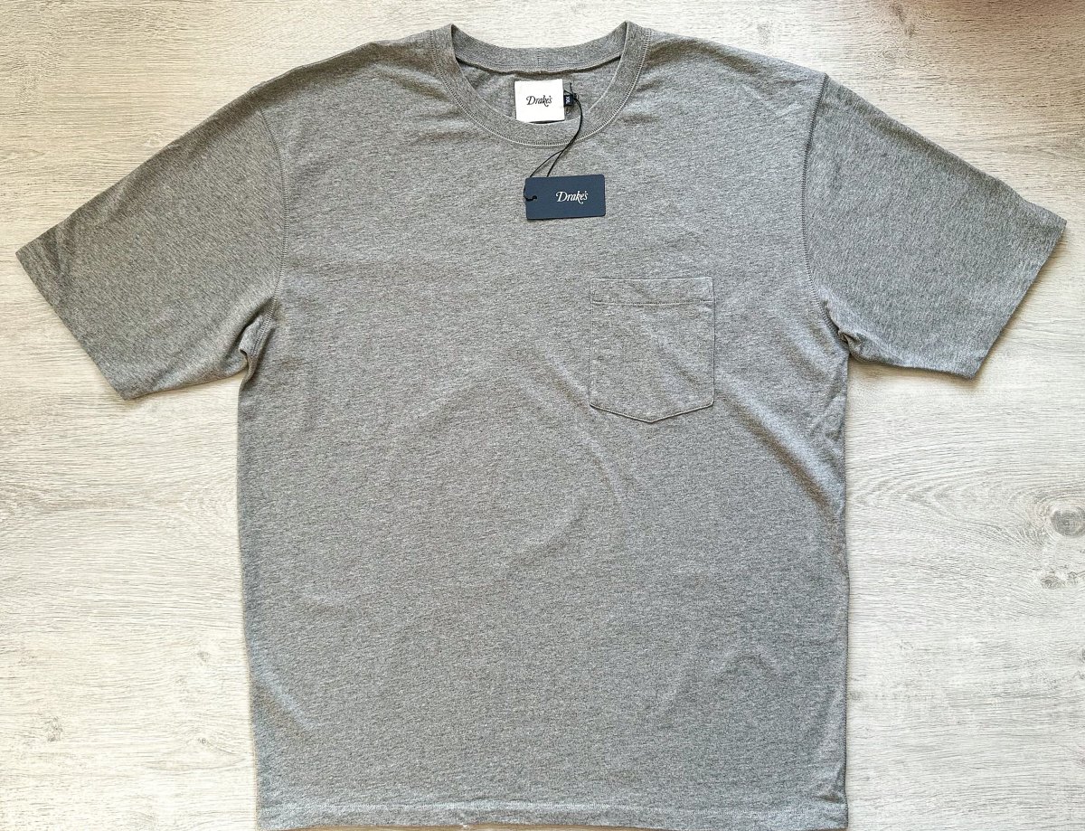 Drake's Grey Short Sleeve Chest Pocket Hiking Tee Shirt