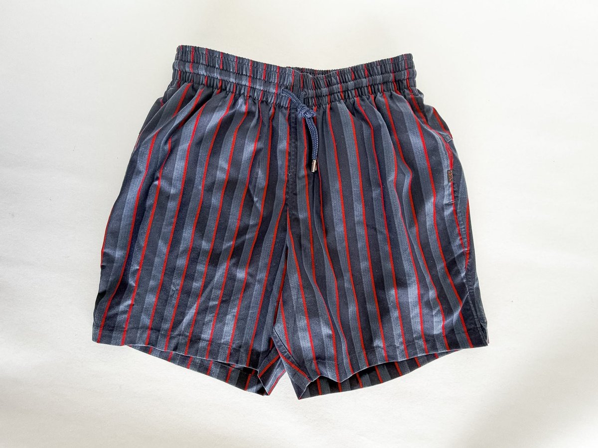 Derek Rose Swim Shorts Dark Grey Red Striped