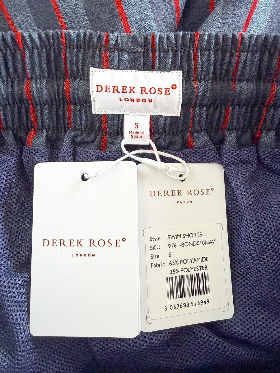Derek Rose Swim Shorts Dark Grey Red Striped - Imagen 8