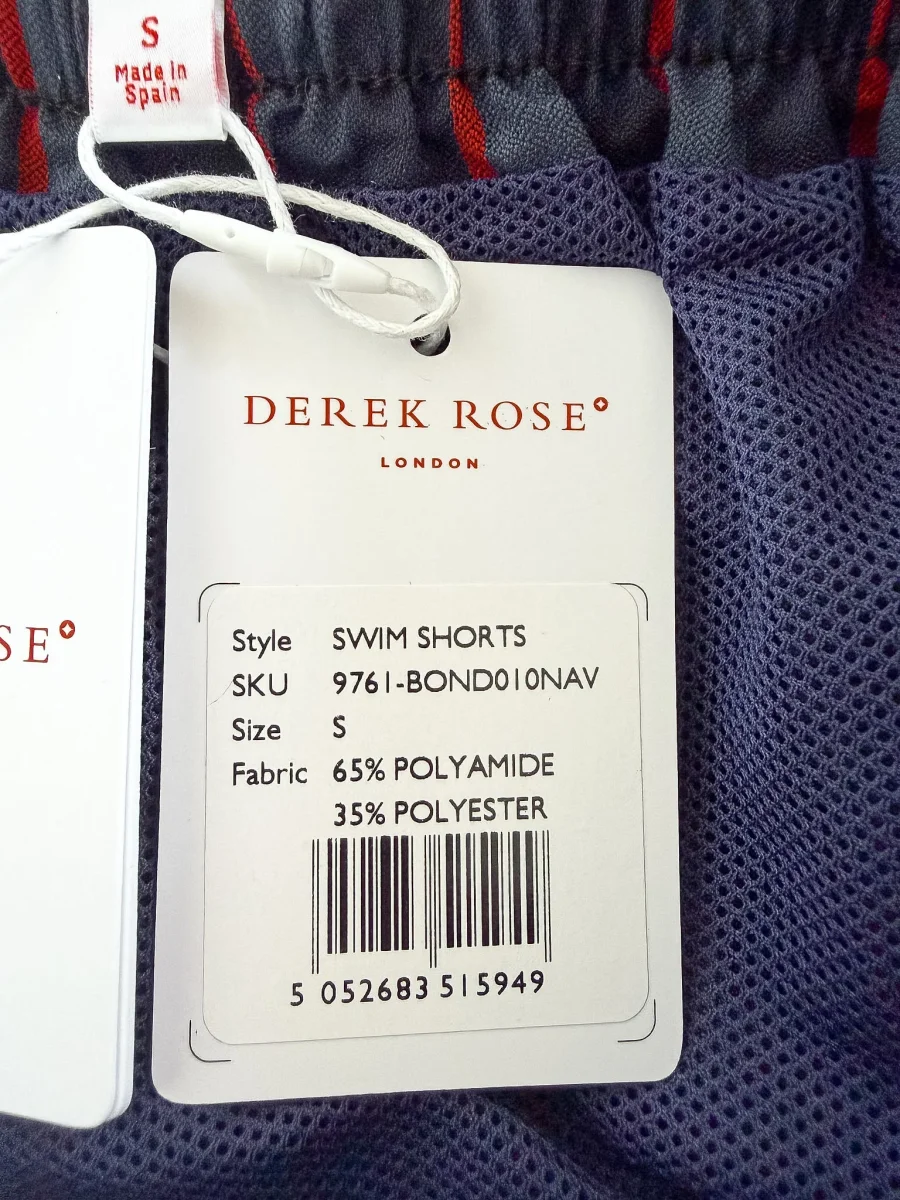 Derek Rose Swim Shorts Dark Grey Red Striped - Imagen 9