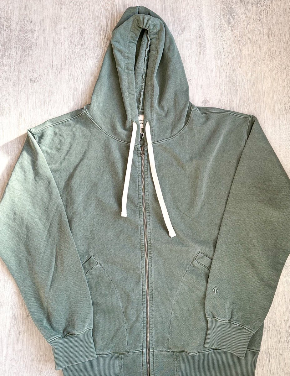 Nigel Cabourn Green Embroidered Arrow Zip Hoodie Jacket - Imagen 2