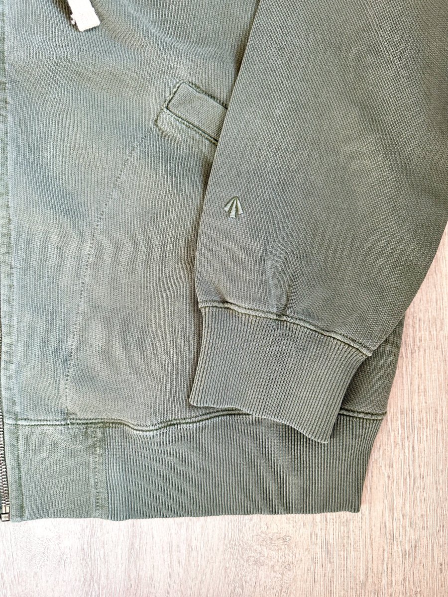 Nigel Cabourn Green Embroidered Arrow Zip Hoodie Jacket - Imagen 4