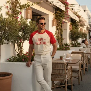 Valentino Chez Red Beige Tee Shirt