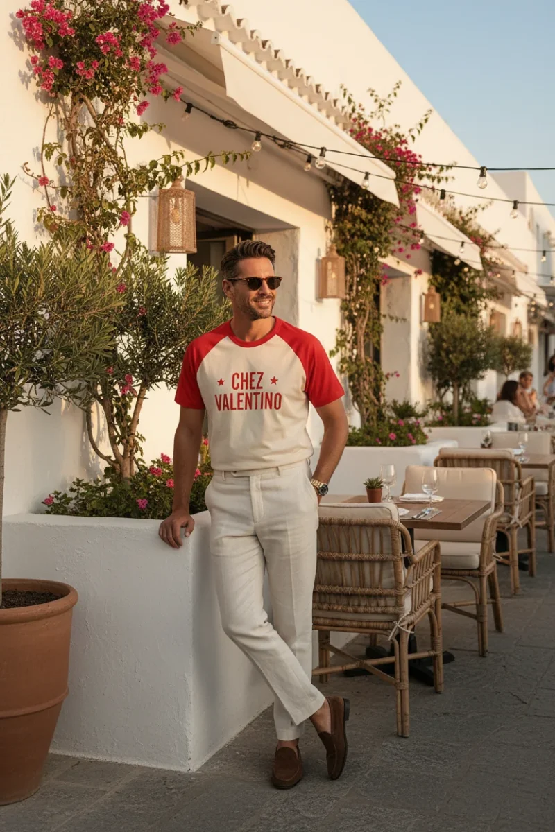 Valentino Chez Red Beige Tee Shirt