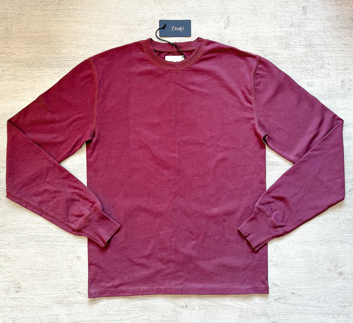 Drake's Burgundy Long Sleeve Hiking Tee Shirt - Imagen 7