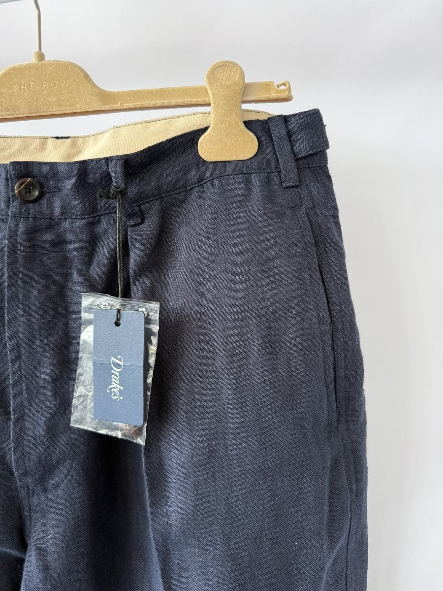 Drake's Mk1 Linen Games Trousers Navy Blue - Imagen 4