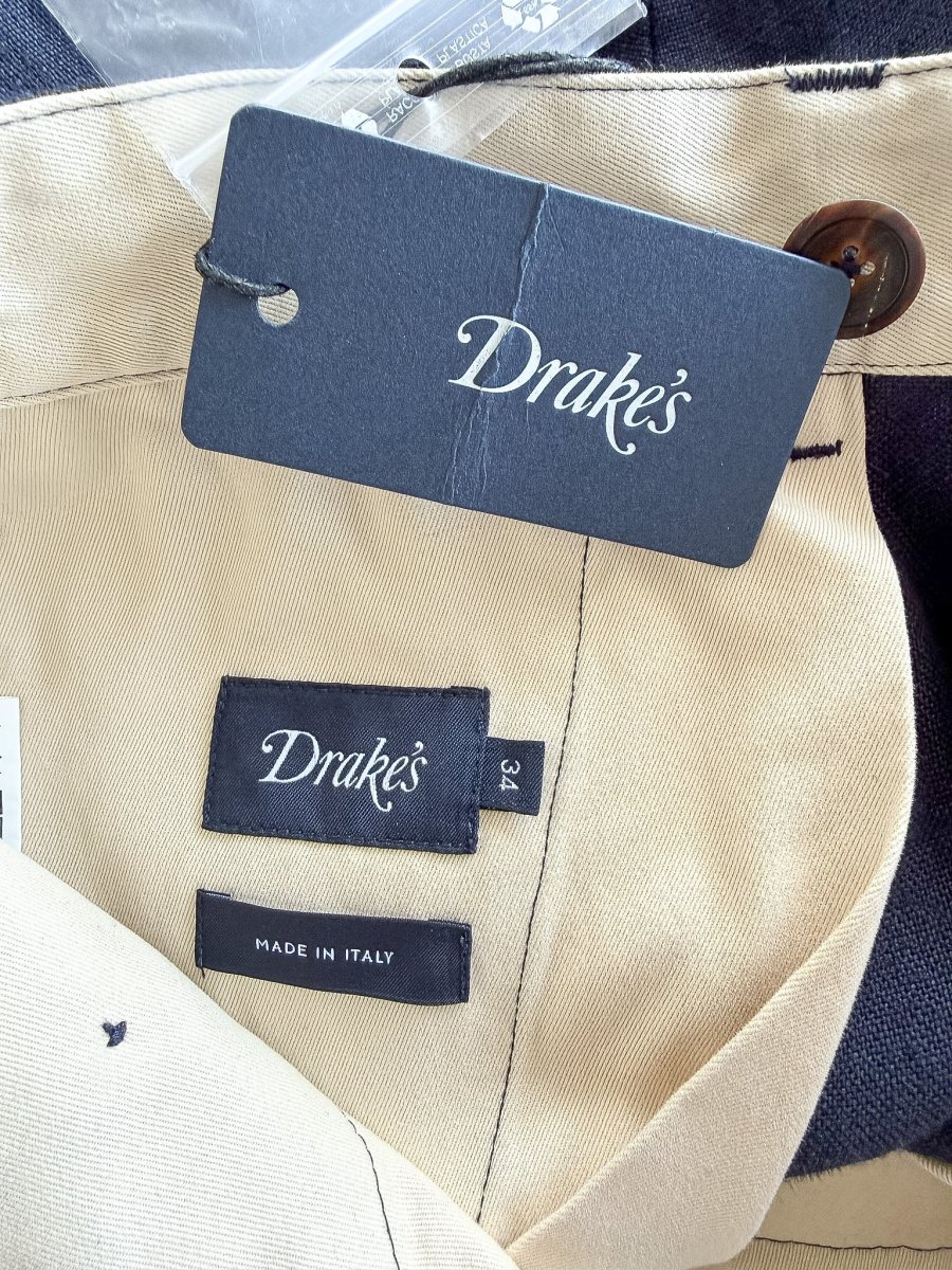Drake's Mk1 Linen Games Trousers Navy Blue - Imagen 8