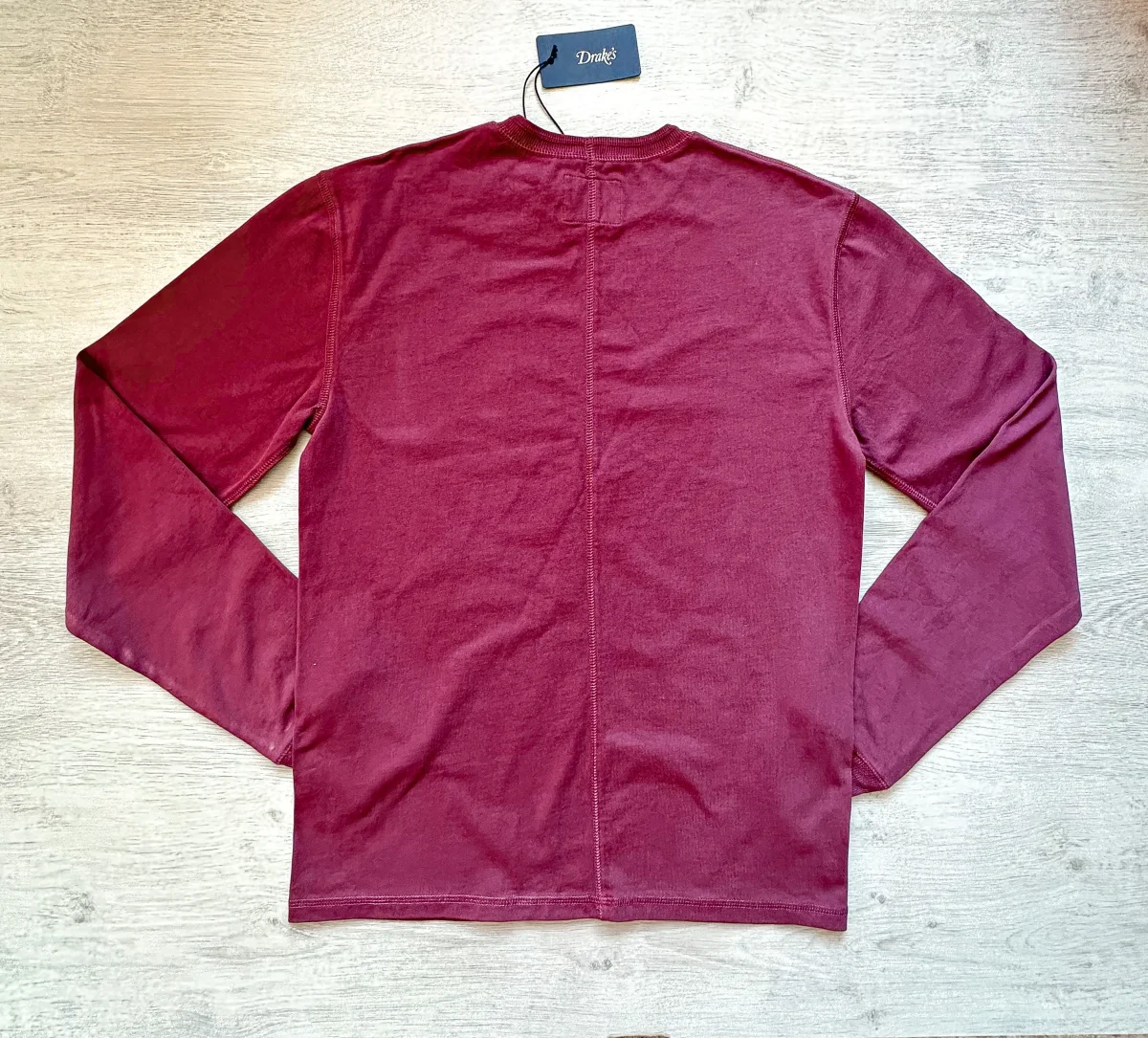 Drake's Burgundy Long Sleeve Hiking Tee Shirt - Imagen 3