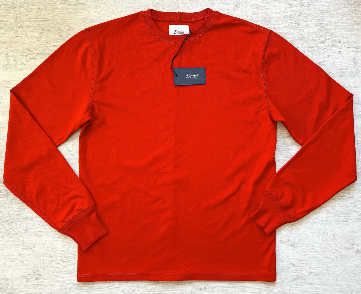 Drake's Red Long Sleeve Hiking Tee Shirt