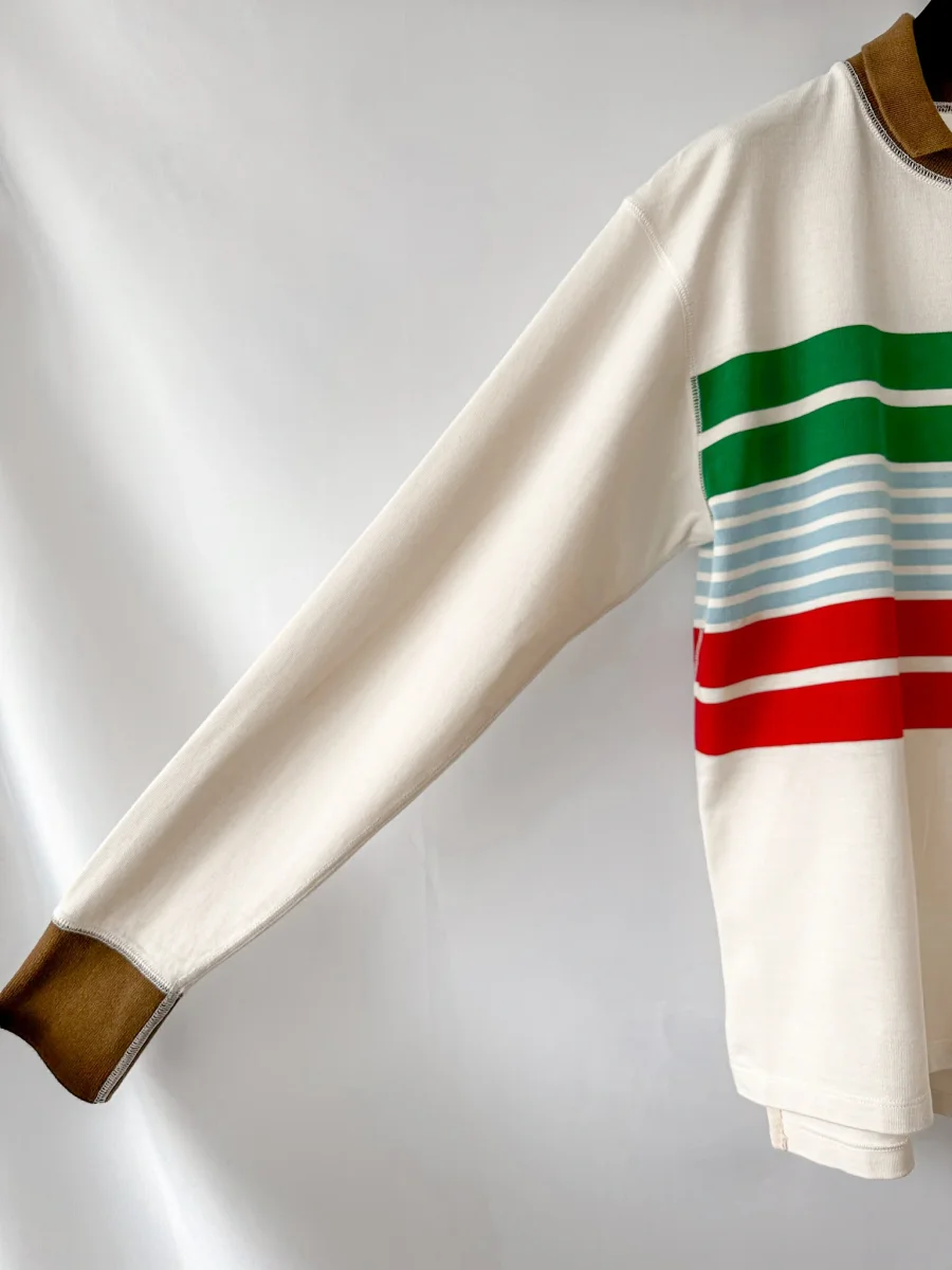Drake's Ecru Long Sleeve Mock Neck Rugby Shirt - Imagen 3