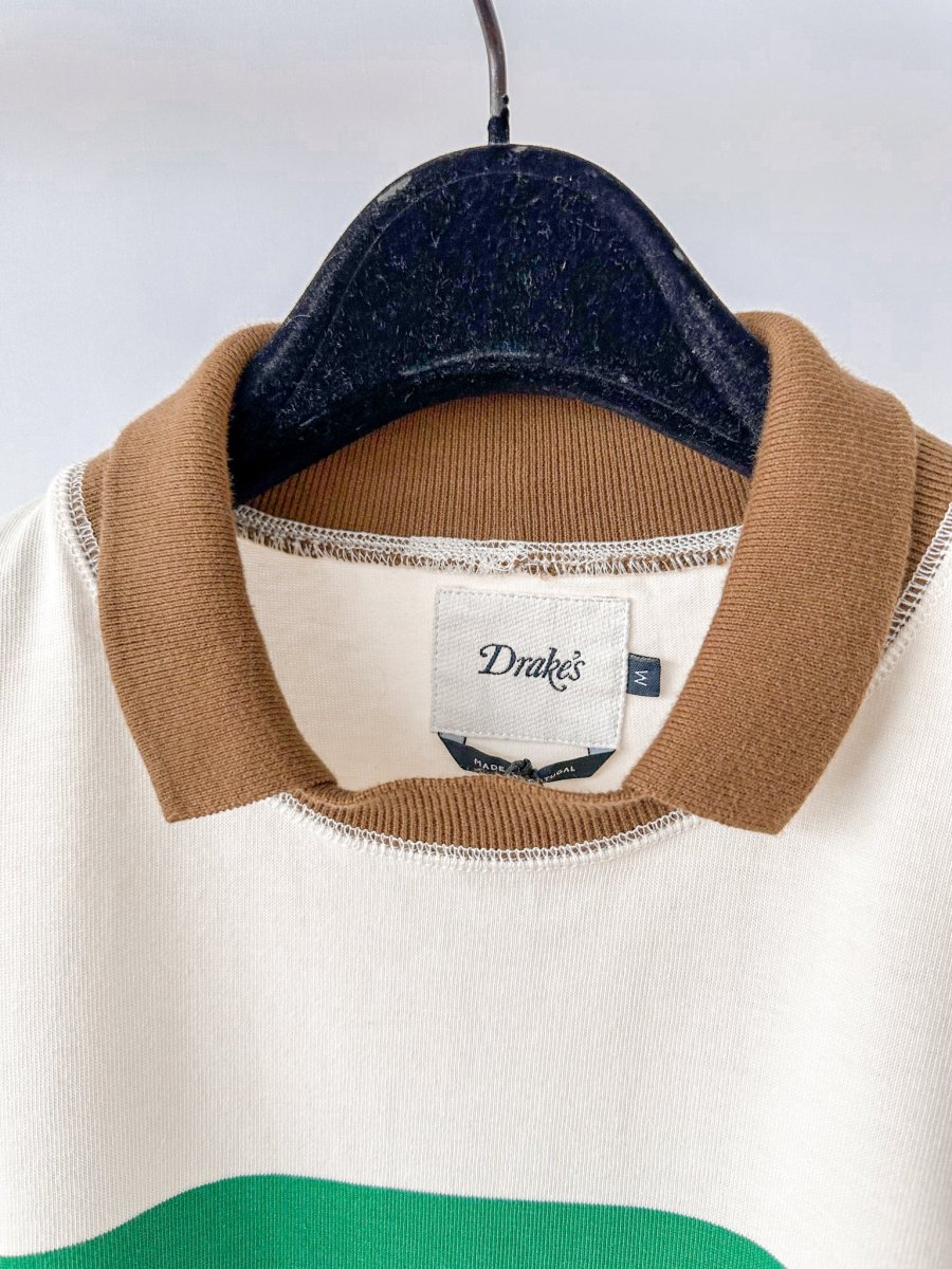 Drake's Ecru Long Sleeve Mock Neck Rugby Shirt - Imagen 4